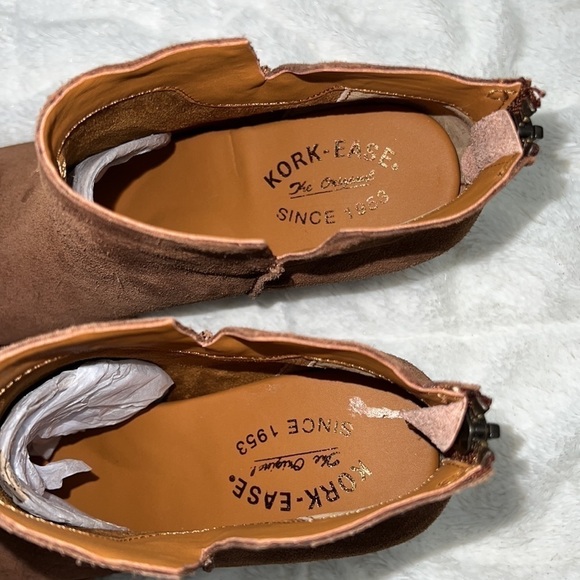 Kork-Ease Suede Leather Chandra Bootie Chunky Heel Boot Tan Brown Sz 9.5, NIB - Picture 13 of 16